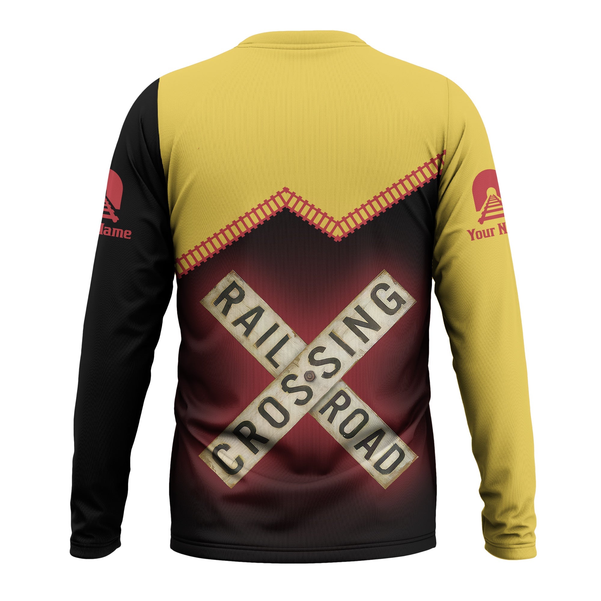 Railspirit Personalized Florida East Coast Railway Long Sleeve Shirt Railroad Crossing Printed Train Track Shirt