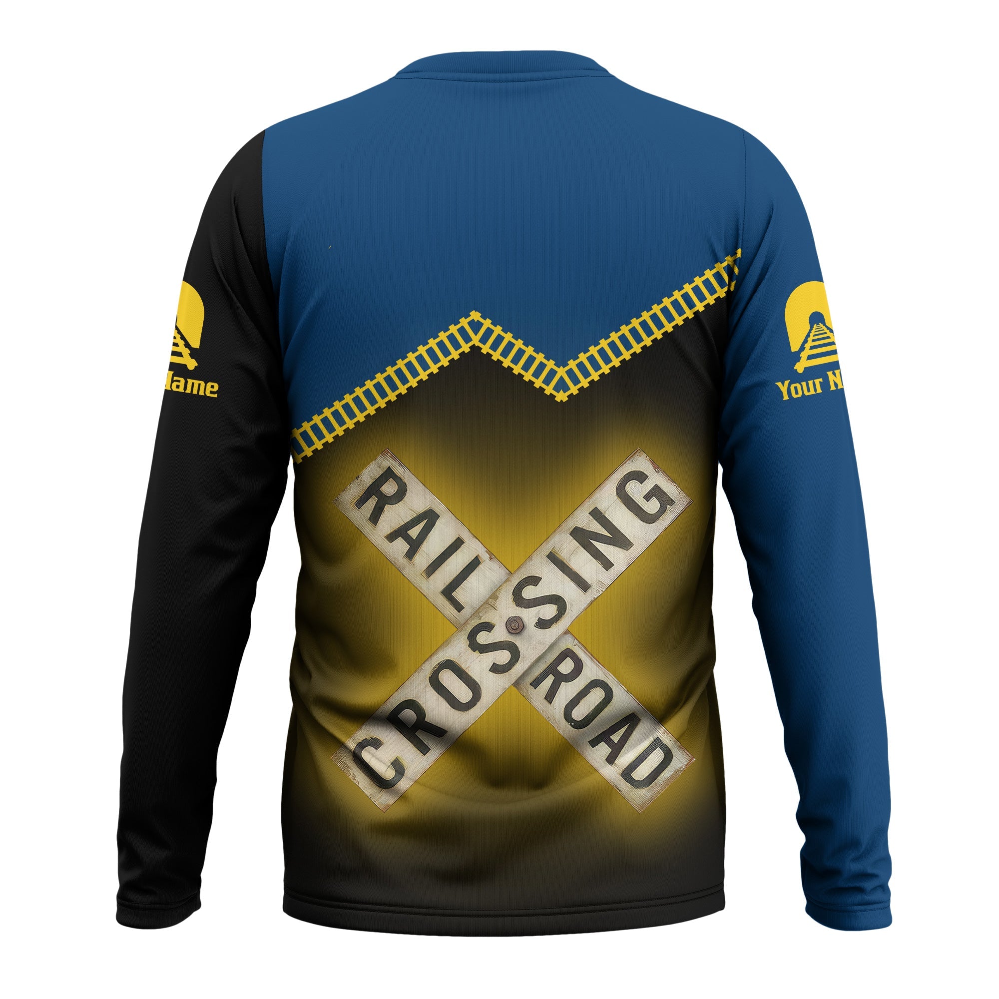 Railspirit Personalized Alaska Railroad Long Sleeve Shirt Railroad Crossing Printed Train Track Shirt