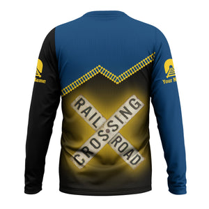 Railspirit Personalized Alaska Railroad Long Sleeve Shirt Railroad Crossing Printed Train Track Shirt