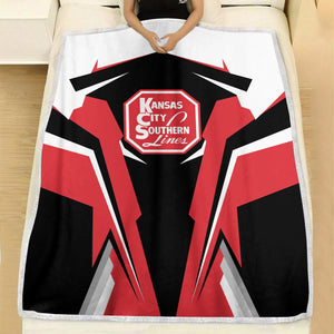 Railspirit Personalized Kansas City Southern Blanket Strong Line Train Blanket Gift Idea For Train Lover