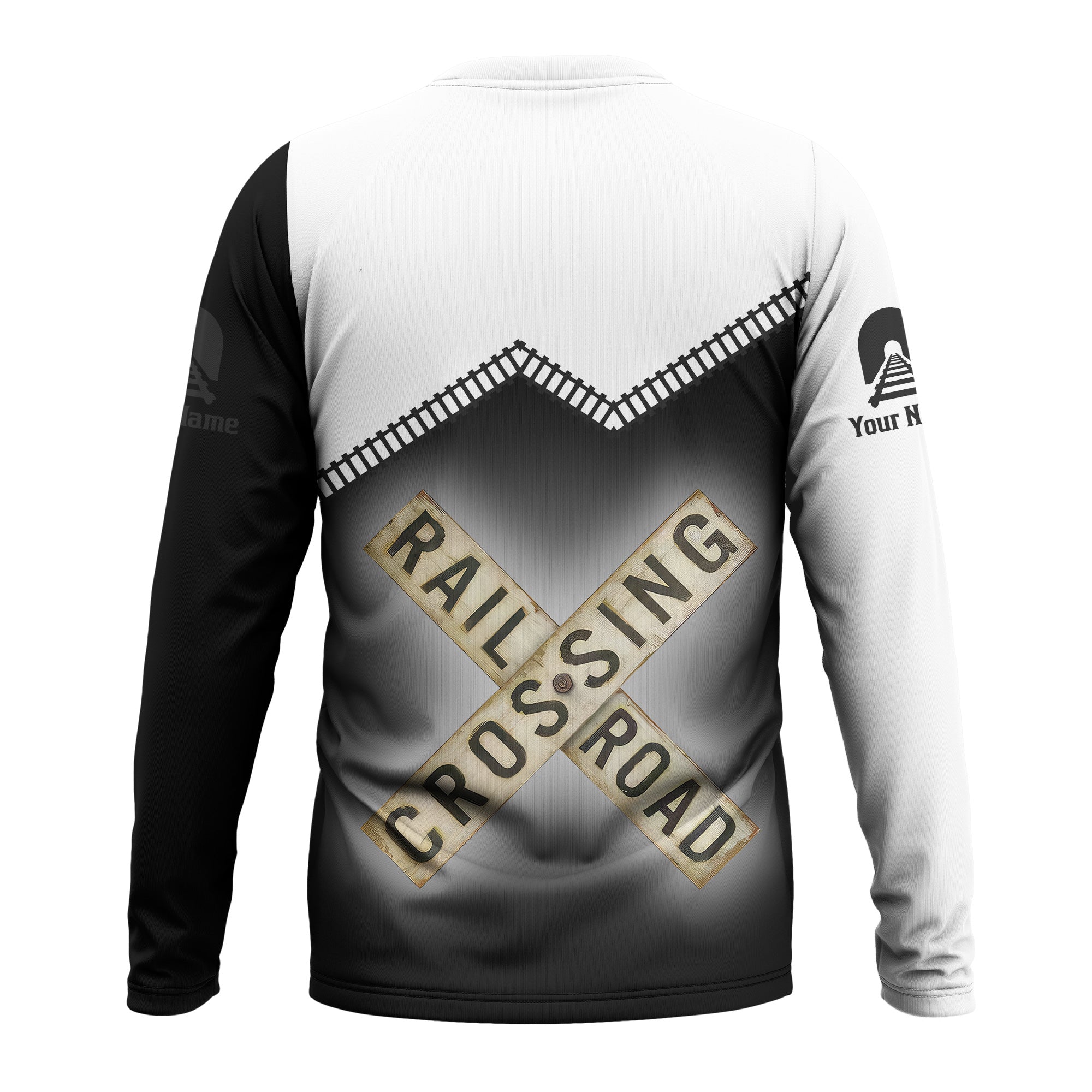 Railspirit Personalized New York Central Railroad Long Sleeve Shirt Railroad Crossing Printed Train Track Shirt