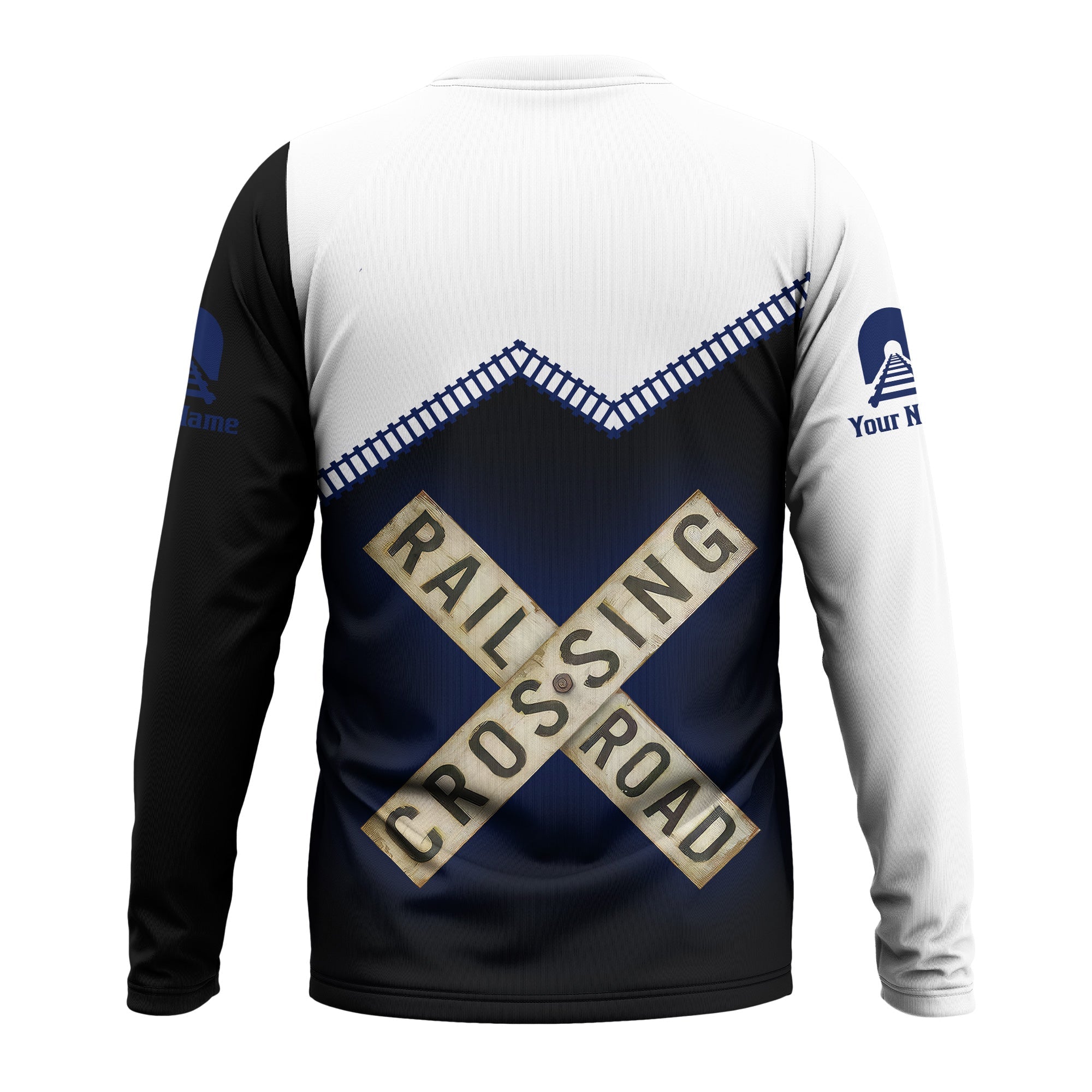 Railspirit Personalized Baltimore and Ohio Railroad Long Sleeve Shirt Railroad Crossing Printed Train Track Shirt