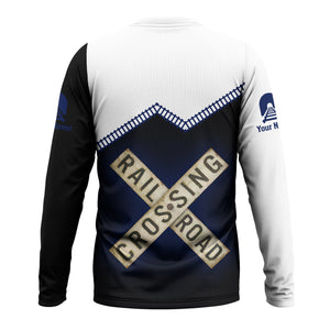 Railspirit Personalized Baltimore and Ohio Railroad Long Sleeve Shirt Railroad Crossing Printed Train Track Shirt