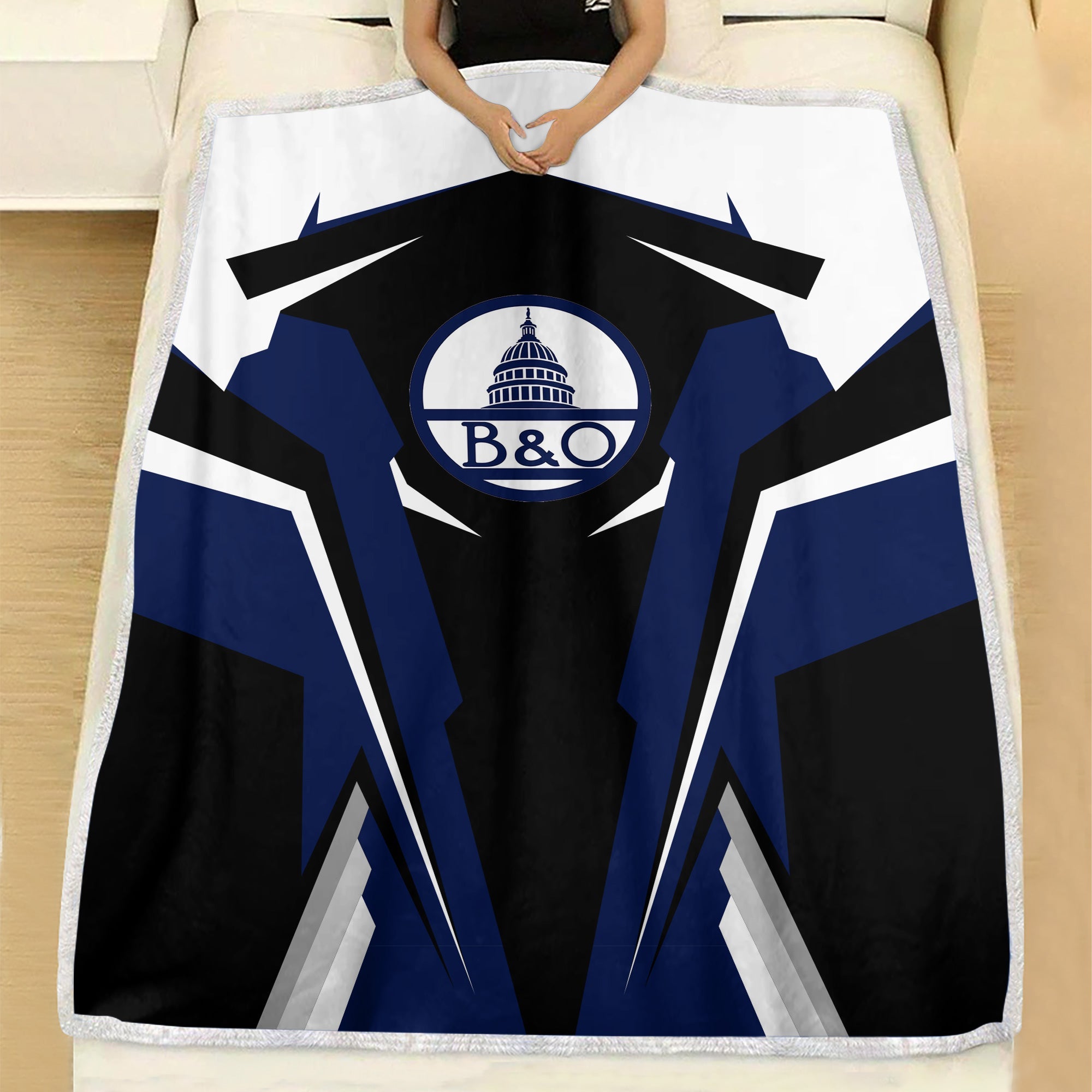 Railspirit Personalized Baltimore and Ohio Railroad Blanket B&O Strong Line Train Blanket Gift Idea For Train Lover