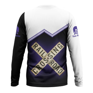 Railspirit Personalized Southern Pacific Railroad Long Sleeve Shirt Railroad Crossing Printed Train Track Shirt