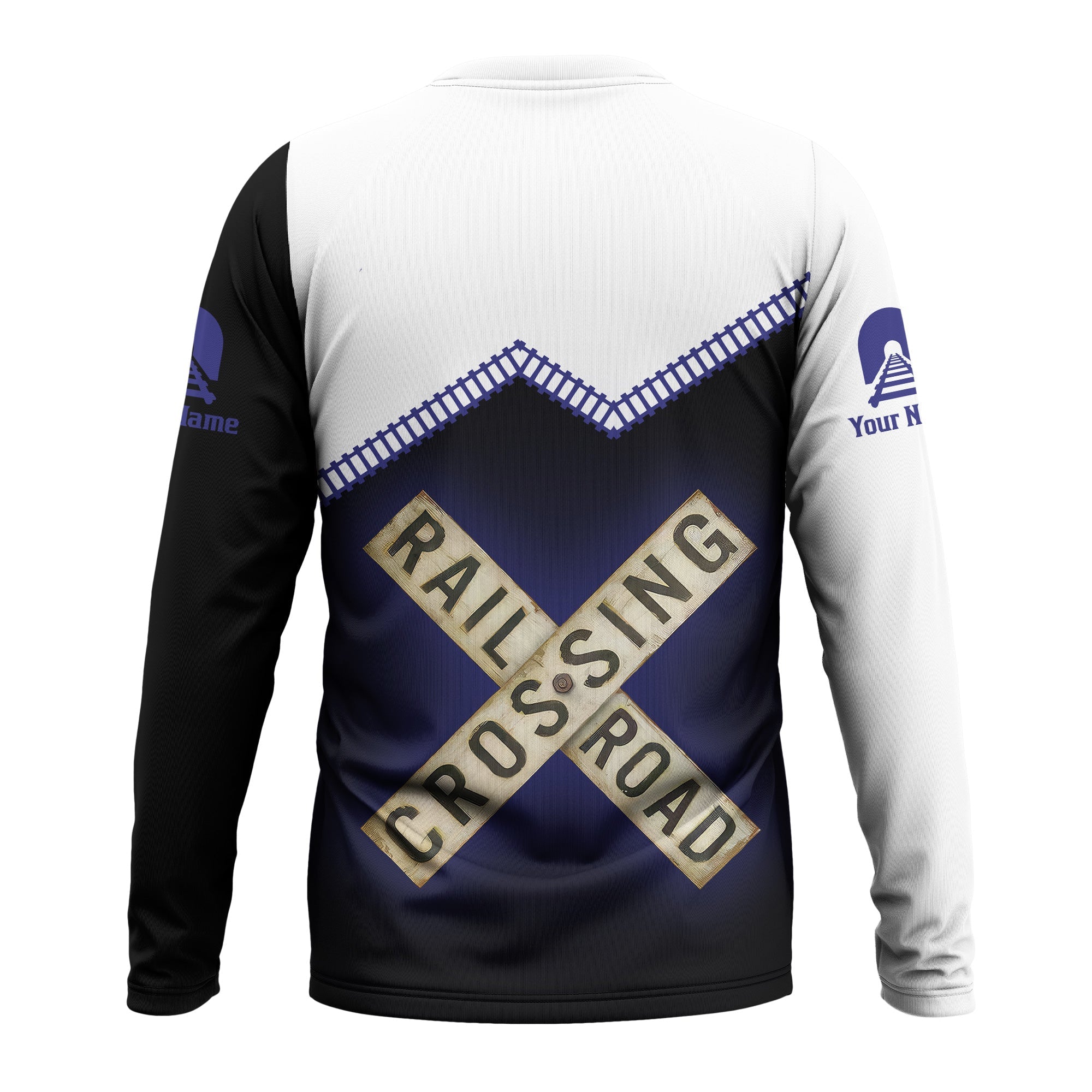 Railspirit Personalized Chicago, Burlington and Quincy Railroad Long Sleeve Shirt Railroad Crossing  Printed Train Track Shirt