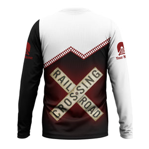 Railspirit Personalized Delaware, Lackawanna and Western Railroad Long Sleeve Shirt Railroad Crossing Printed Train Track Shirt