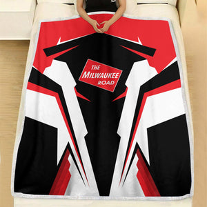 Railspirit Personalized Chicago, Milwaukee, St. Paul and Pacific Railroad Blanket Milwaukee Road Strong Line Train Blanket Gift Idea For Train Lover