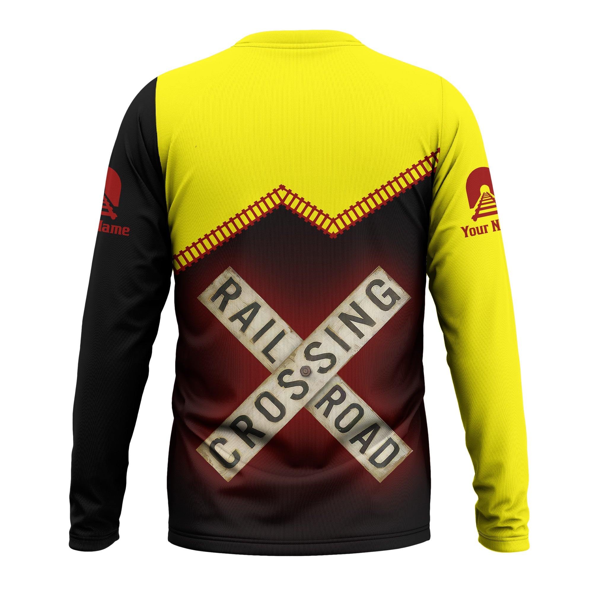 Railspirit Personalized Denver and Rio Grande Western Railroad Long Sleeve Shirt Railroad Crossing Printed Train Track Shirt
