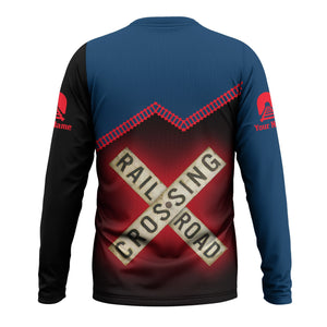 Railspirit Personalized Wabash Railroad Long Sleeve Shirt Railroad Crossing Printed Train Track Shirt