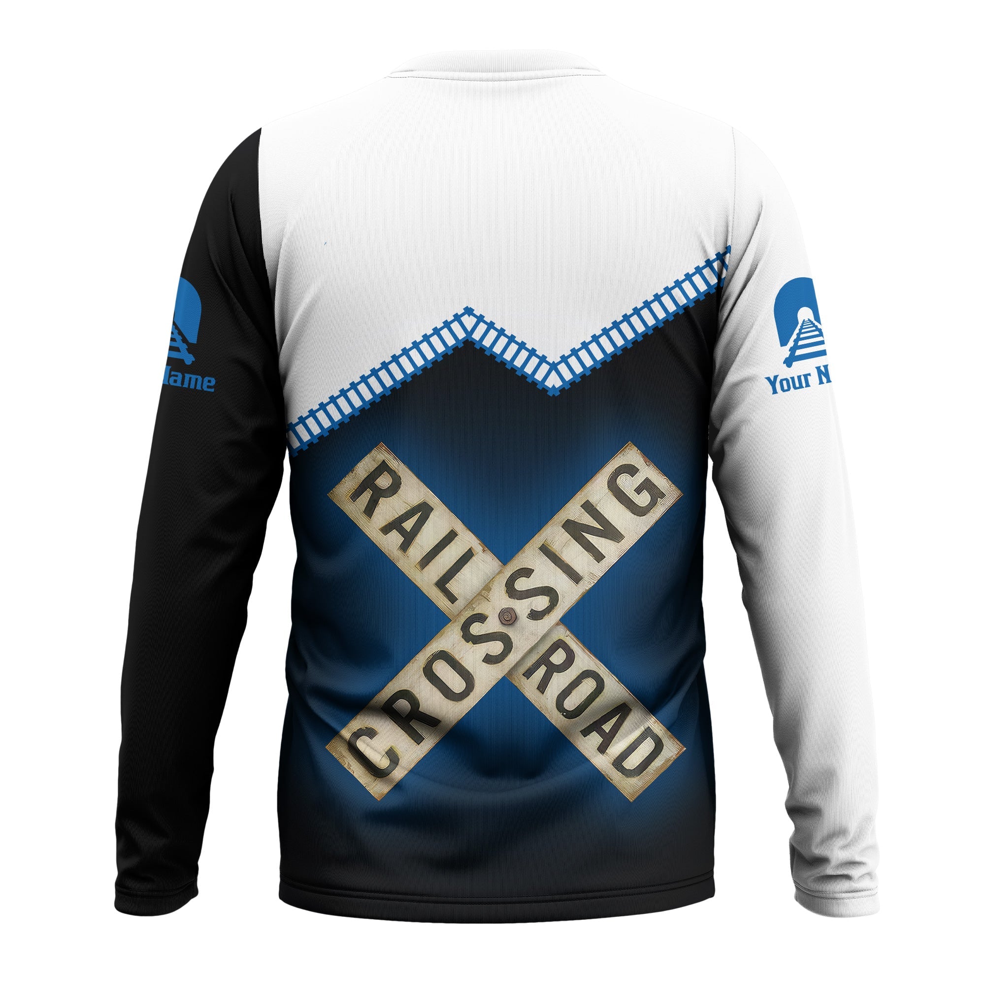 Railspirit Personalized Union Pacific Railroad Long Sleeve Shirt Railroad Crossing Printed Train Track Shirt