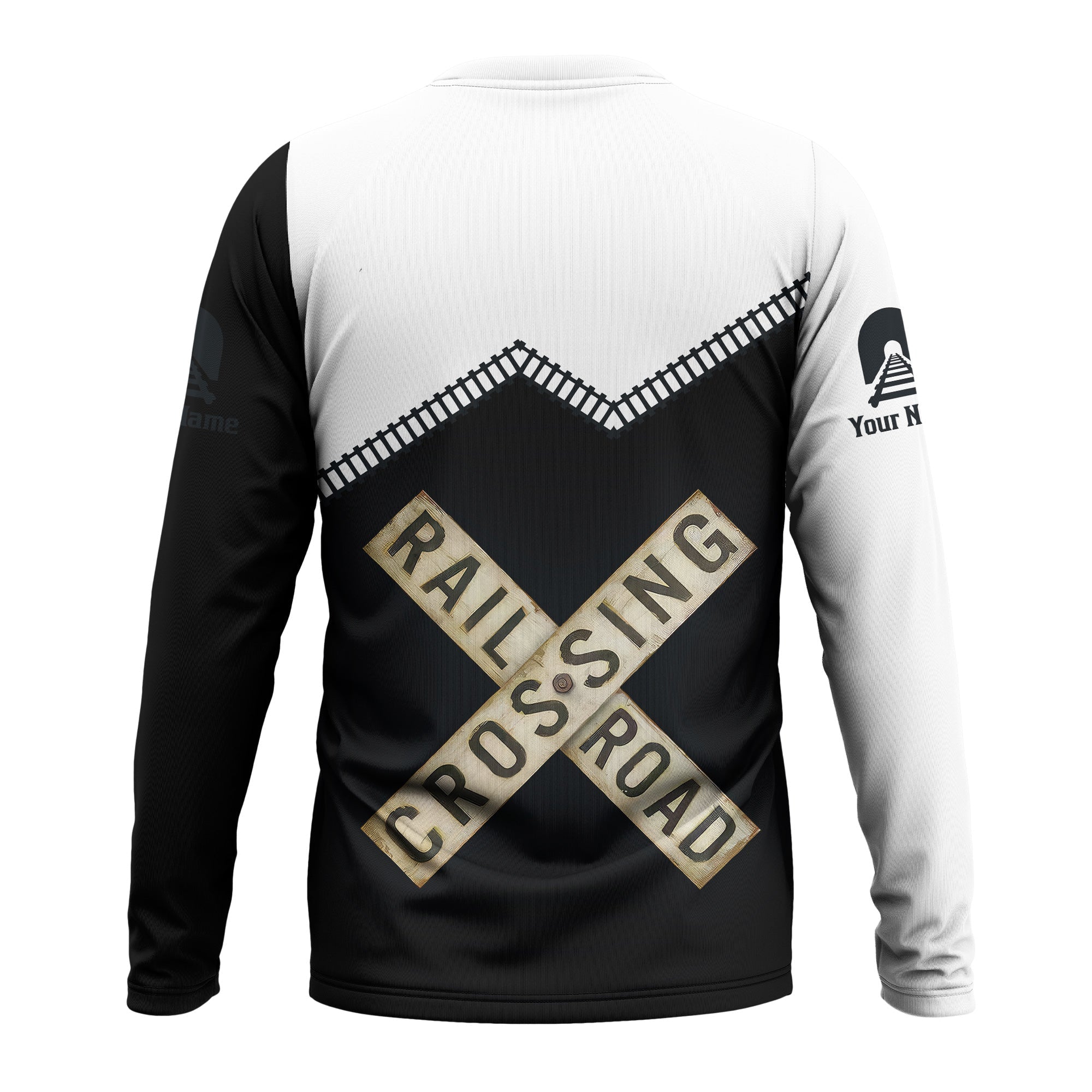 Railspirit Personalized Western Pacific Railroad Long Sleeve Shirt Railroad Crossing Printed Train Track Shirt