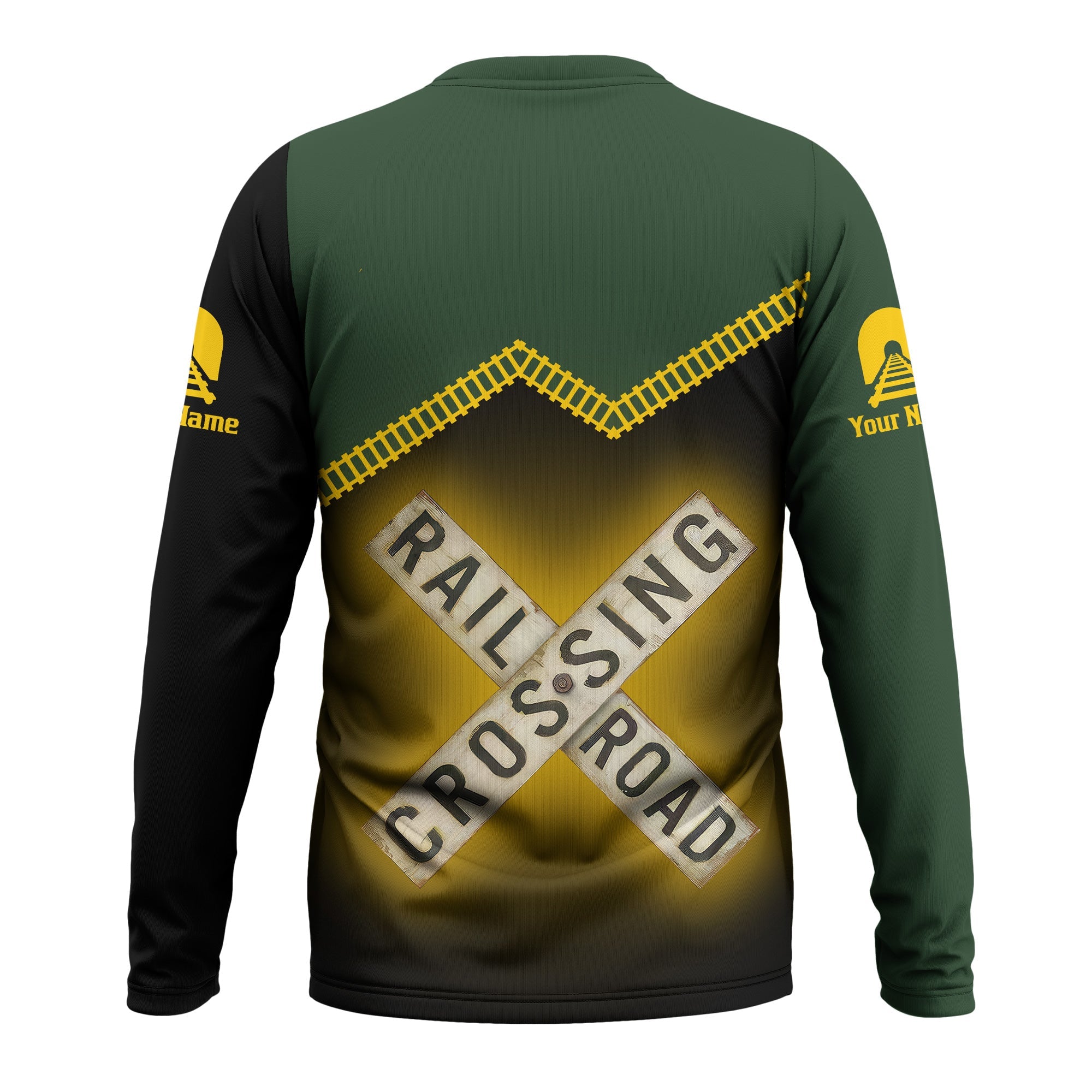 Railspirit Personalized New York, New Haven and Hartford Railroad Long Sleeve Shirt Railroad Crossing Printed Train Track Shirt