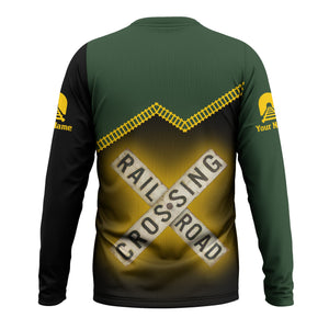 Railspirit Personalized New York, New Haven and Hartford Railroad Long Sleeve Shirt Railroad Crossing Printed Train Track Shirt