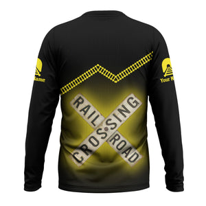 Railspirit Personalized Clinchfield Railroad Long Sleeve Shirt Railroad Crossing Printed Train Track Shirt