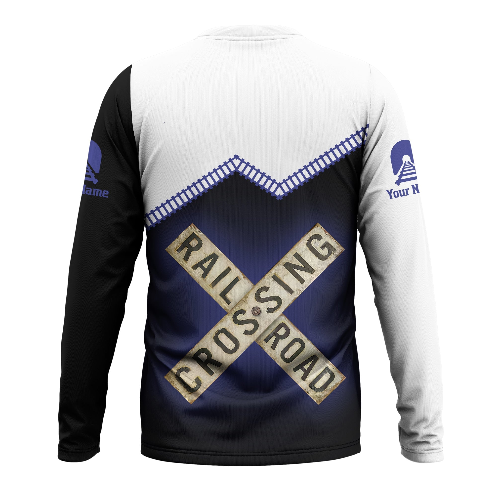 Railspirit Personalized New York, Chicago and St. Louis Railroad Long Sleeve Shirt Railroad Crossing Printed Train Track Shirt