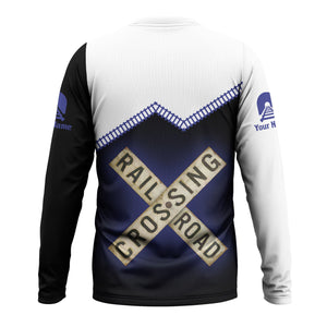 Railspirit Personalized New York, Chicago and St. Louis Railroad Long Sleeve Shirt Railroad Crossing Printed Train Track Shirt