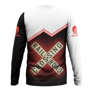 Railspirit Personalized Chicago, Rock Island and Pacific Railroad Long Sleeve Shirt Railroad Crossing Nickel Plate Road Printed Train Track Shirt