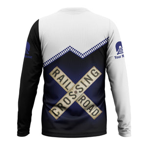Railspirit Personalized B&O Great States Railroad Long Sleeve Shirt Railroad Crossing Printed Train Track Shirt