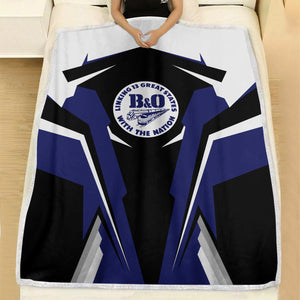 Railspirit Personalized B&O Great States Railroad Blanket Strong Line Train Blanket Gift Idea For Train Lover