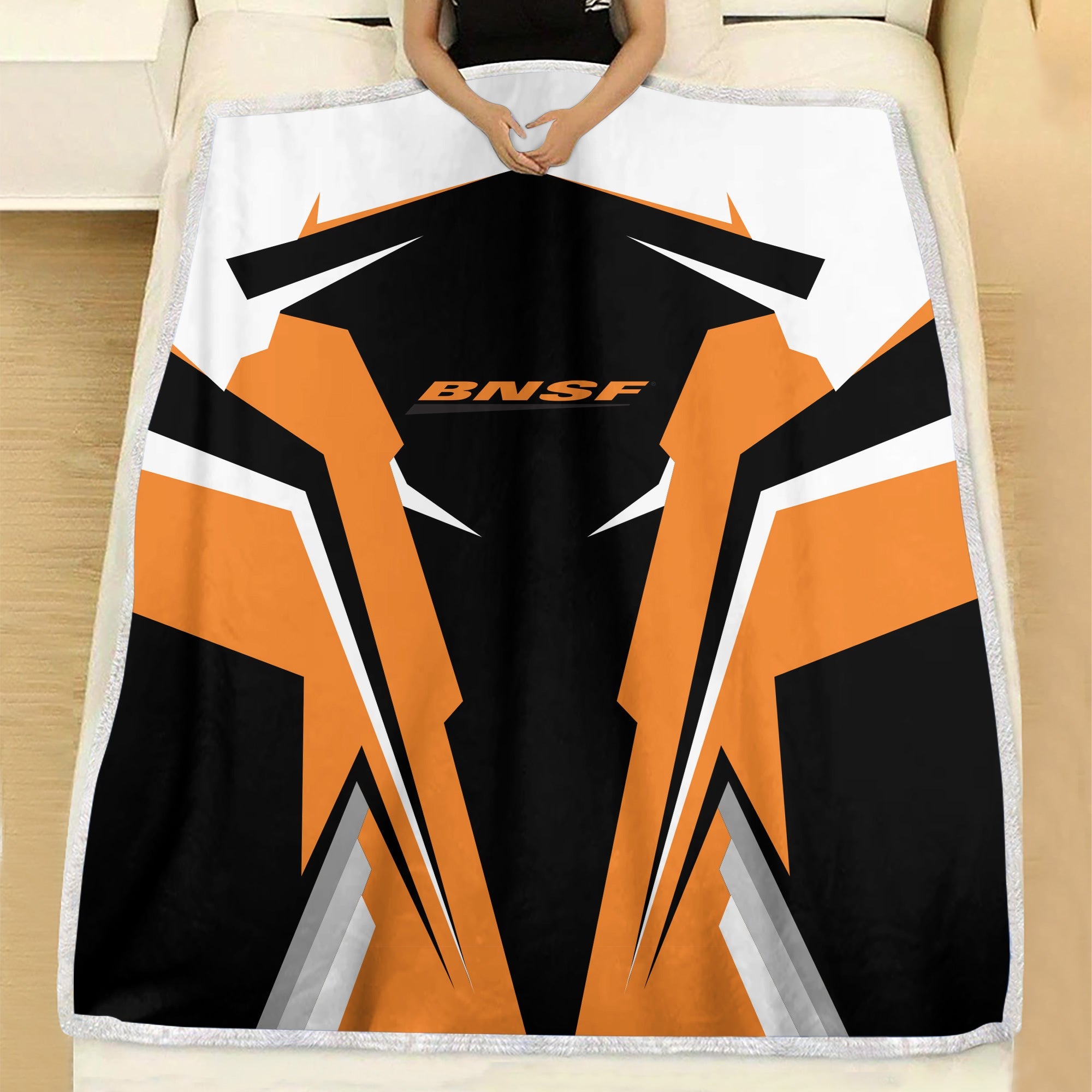 Railspirit Personalized BNSF Railway Blanket Strong Line Train Blanket Gift Idea For Train Lover