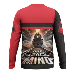 Railspirit Personalized Pacific Electric Railroad Long Sleeve Shirt One Track Mind Train Printed Shirt