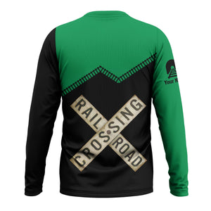 Railspirit Personalized Pittsburgh And Lake Erie Railroad Long Sleeve Shirt Railroad Crossing Printed Train Track Shirt