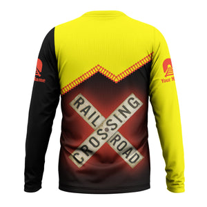 Railspirit Personalized Strasburg Railroad Long Sleeve Shirt Railroad Crossing Printed Train Track Shirt
