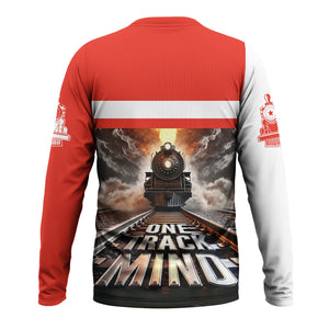 Railspirit Personalized Canadian National Railroad Long Sleeve Shirt One Track Mind Train Printed Shirt