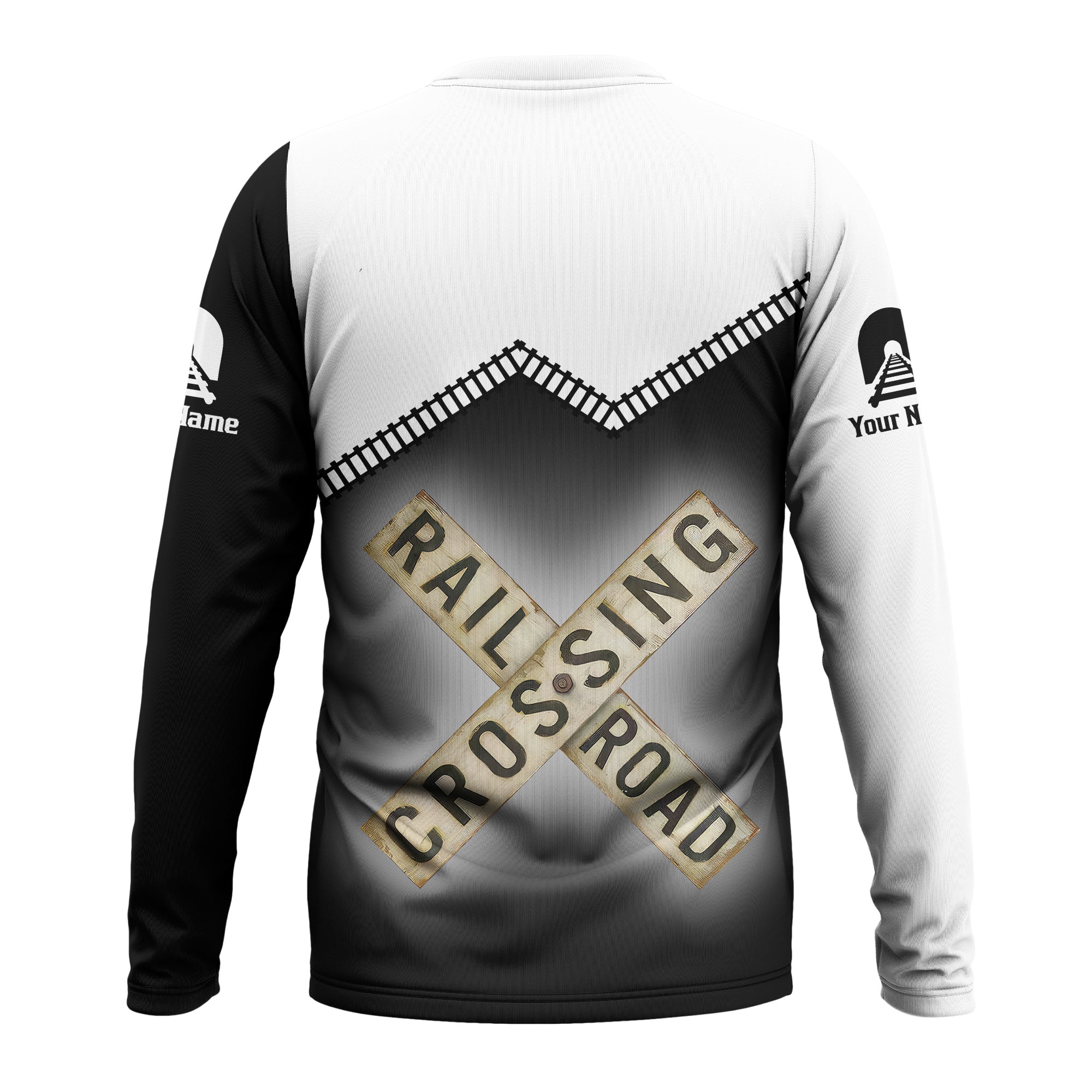 Railspirit Personalized Norfolk Southern Railway Long Sleeve Shirt Railroad Crossing Printed Train Track Shirt