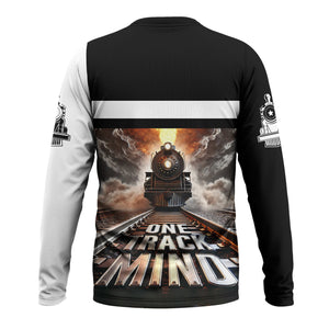 Railspirit Personalized Norfolk and Western Railway Long Sleeve Shirt One Track Mind N&W Train Printed Shirt