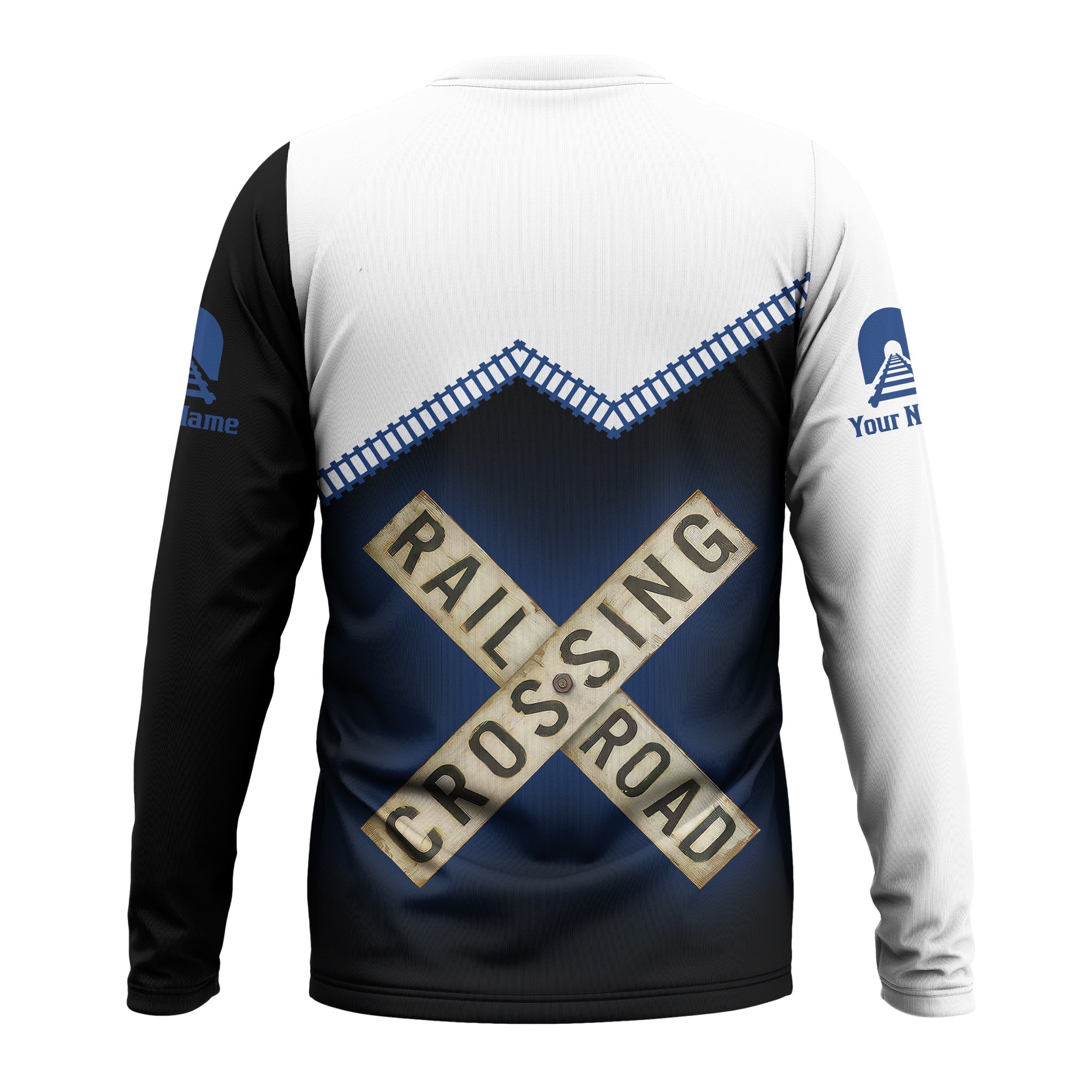 Railspirit Personalized Duluth, Winnipeg and Pacific Railway Long Sleeve Shirt Railroad Crossing Printed Train Track Shirt