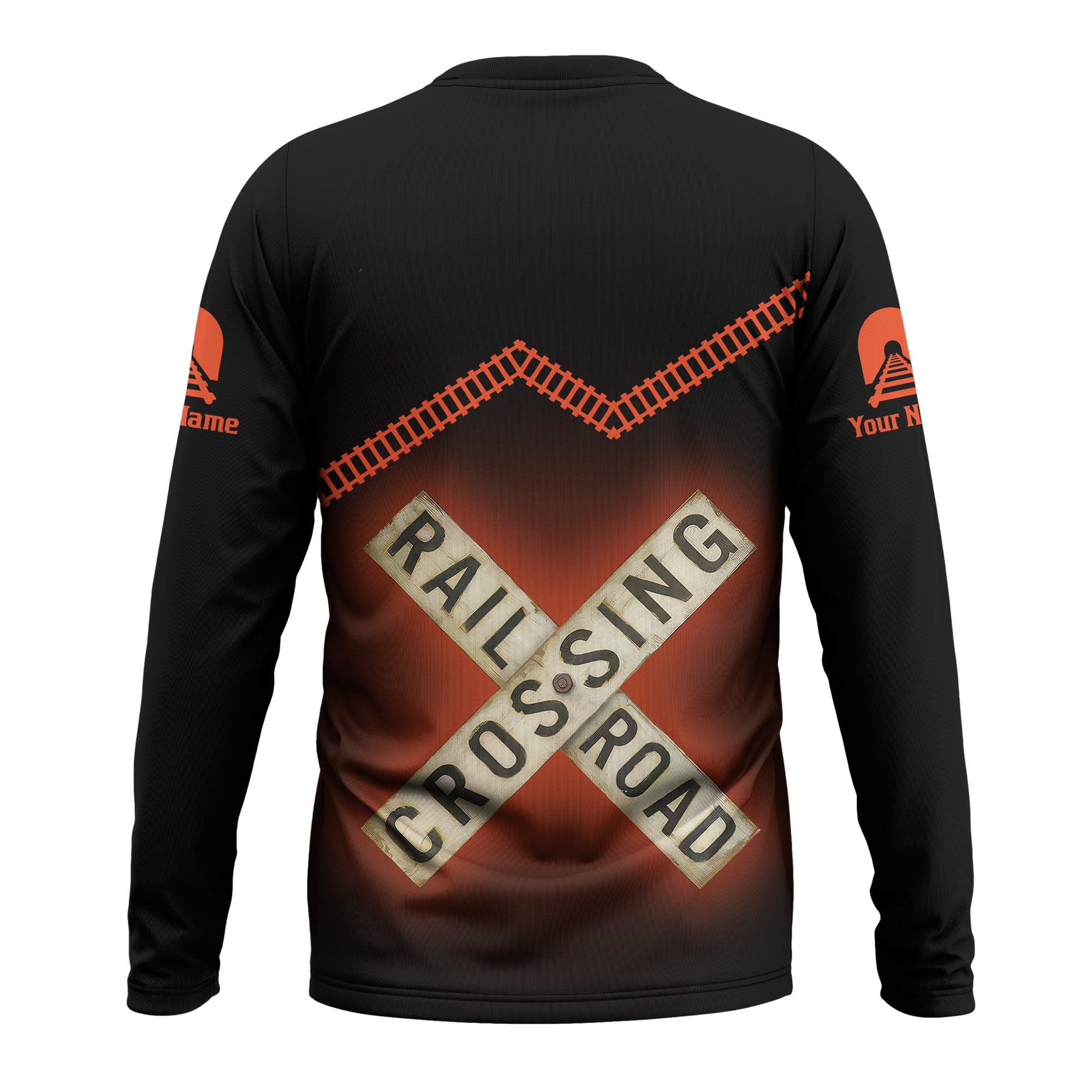 Railspirit Personalized Texas and Pacific Railway Long Sleeve Shirt Railroad Crossing Printed Train Track Shirt