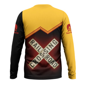Railspirit Personalized Chicago South Shore and South Bend Railroad Long Sleeve Shirt Railroad Crossing Printed Train Track Shirt