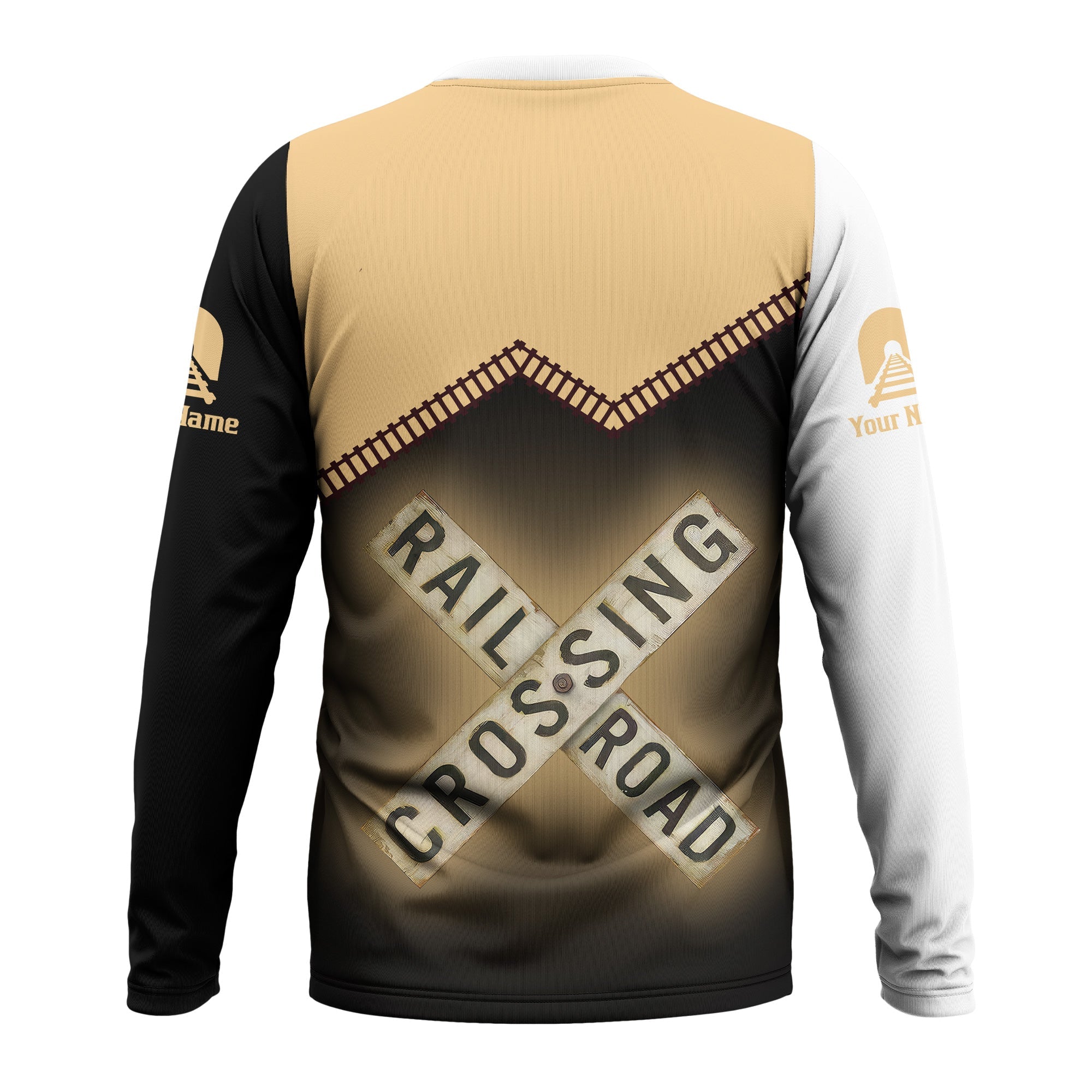 Railspirit Personalized London, Midland and Scottish Railway Long Sleeve Shirt Railroad Crossing Printed Train Track Shirt