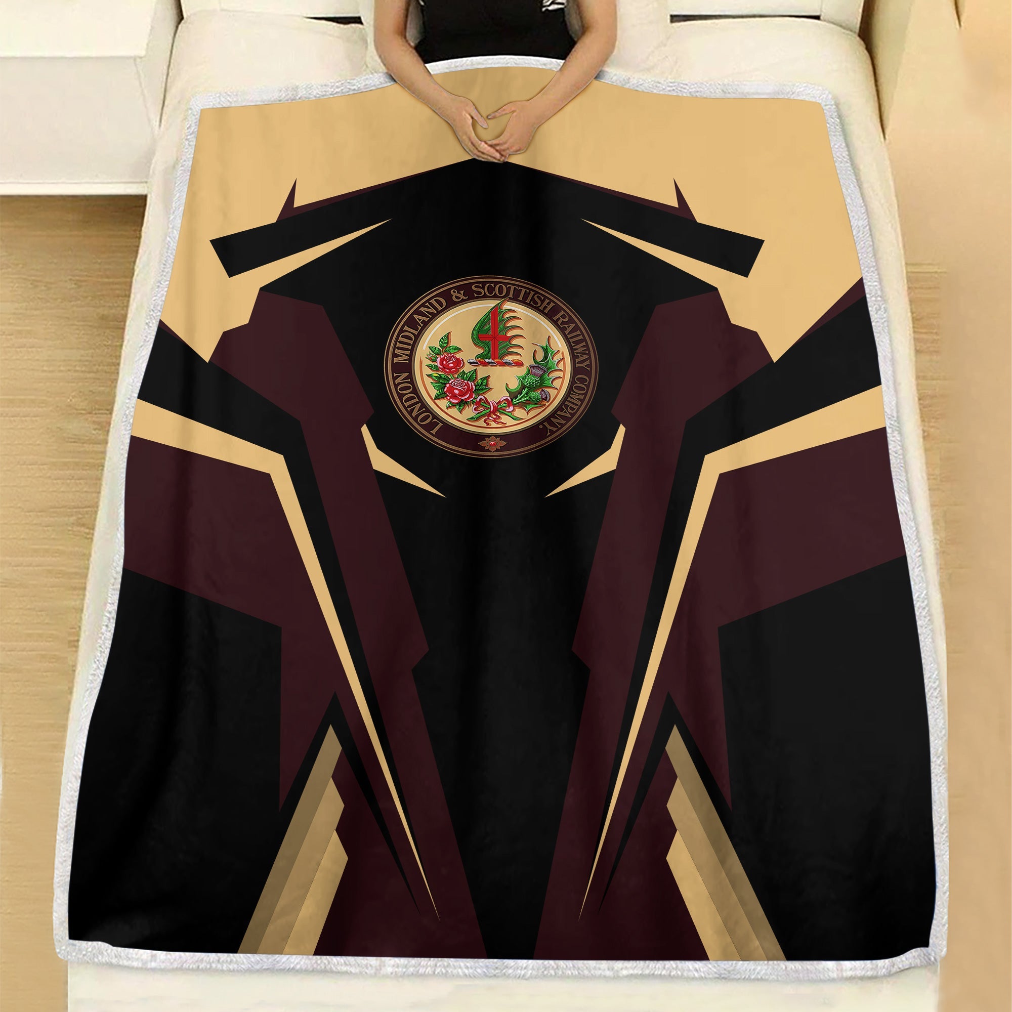 Railspirit Personalized London, Midland and Scottish Railway Blanket Strong Line Train Blanket Gift Idea For Train Lover