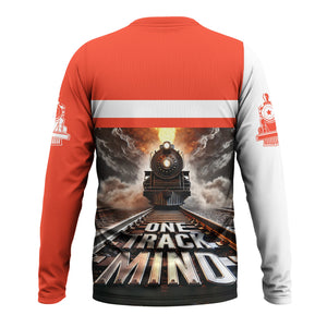 Railspirit Personalized Bristish Railway Long Sleeve Shirt One Track Mind Train Printed Shirt