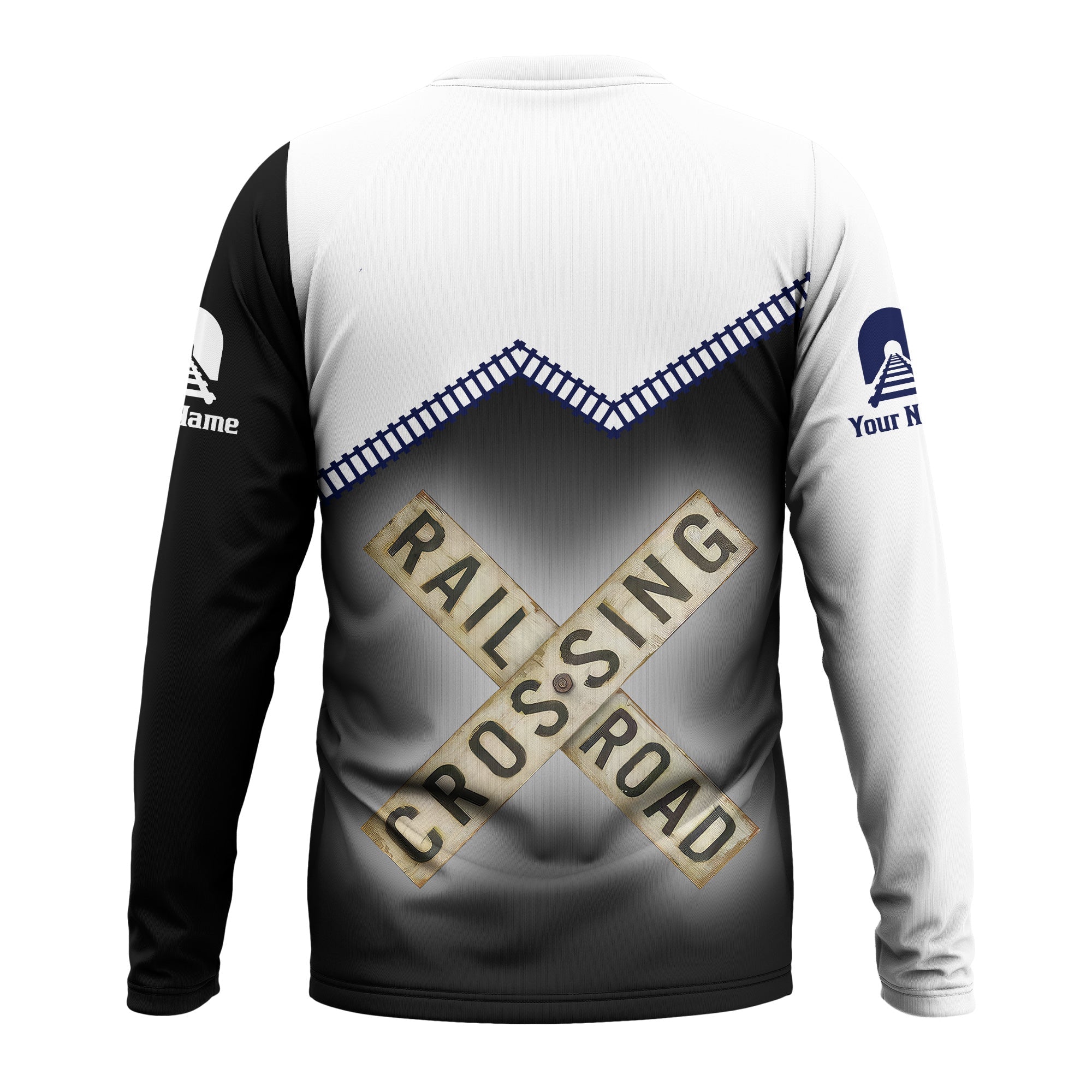 Railspirit Personalized Jersey Central Railroad Long Sleeve Shirt Railroad Crossing Printed Train Track Shirt