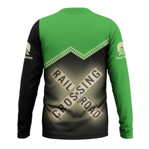 Railspirit Personalized Virginia & Truckee Railroad Long Sleeve Shirt Railroad Crossing Printed Train Track Shirt