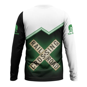 Railspirit Personalized Burlington Northern Railroad Long Sleeve Shirt Railroad Crossing Printed Train Track Shirt