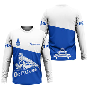 Railspirit Custom Name Long Island Railroad Long Sleeve Shirt One Track Mind Printed Shirt