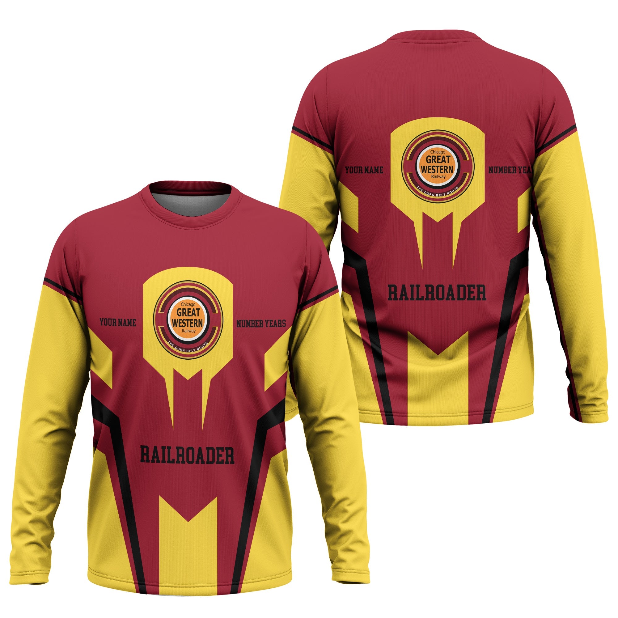 Railspirit Personalized Chicago Great Western Railroad Long Sleeve Shirt Custom Year Railroader Shirt Gift Idea For Train Lover