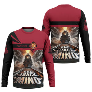 Railspirit Personalized Chicago Great Western Railroad Long Sleeve Shirt One Track Mind Train Printed Shirt