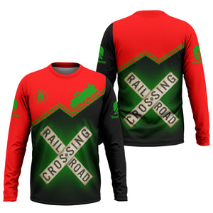 Railspirit Personalized Elgin Joliet And Eastern Railroad Long Sleeve Shirt Railroad Crossing Printed Train Track Shirt