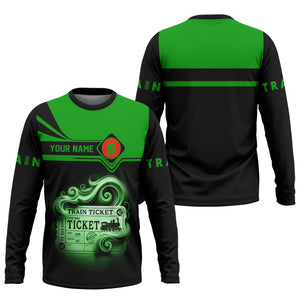 Railspirit Custom Name Elgin Joliet And Eastern Railroad Long Sleeve Shirt American Train Ticket Printed Shirt