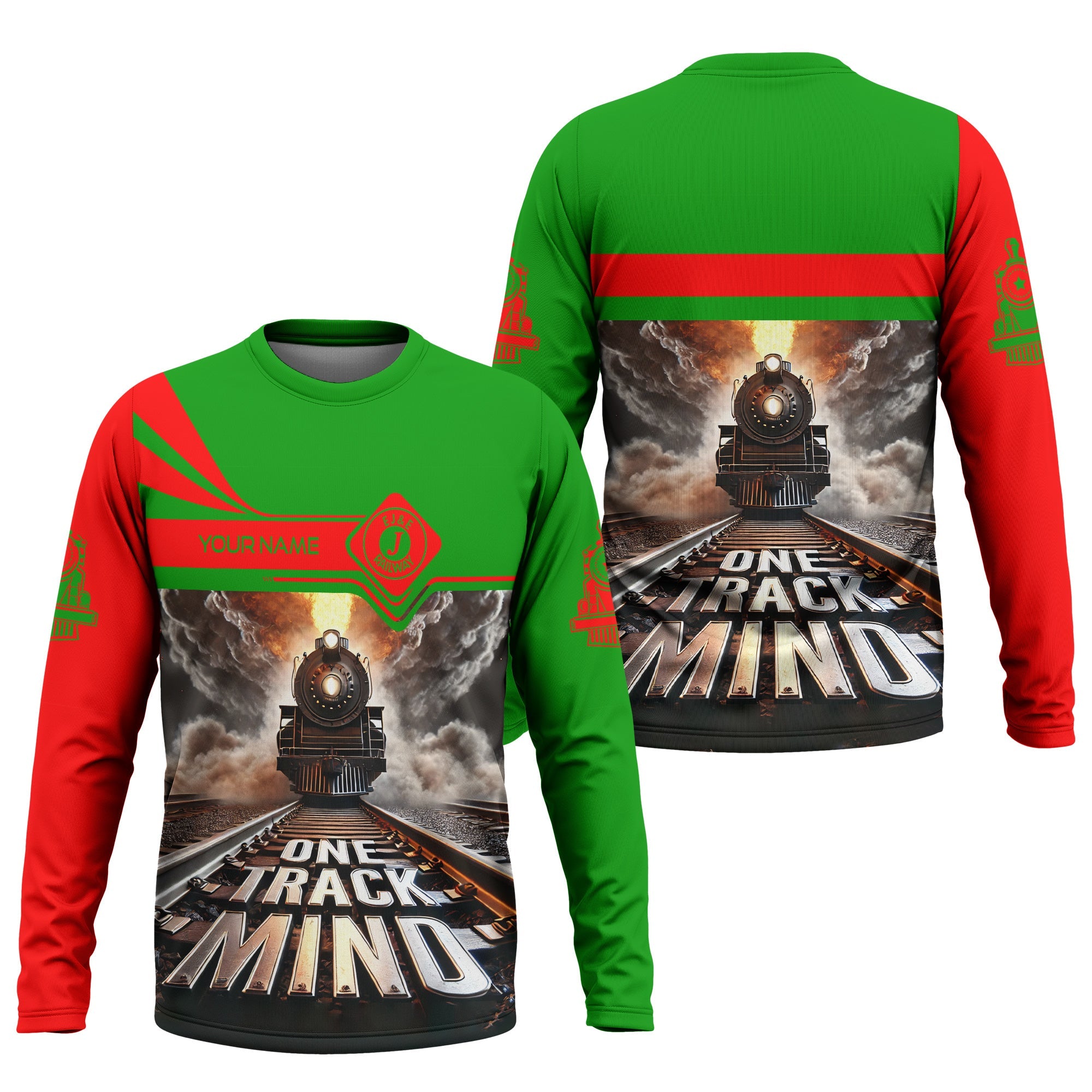 Railspirit Personalized Elgin Joliet And Eastern Railroad Long Sleeve Shirt One Track Mind Train Printed Shirt