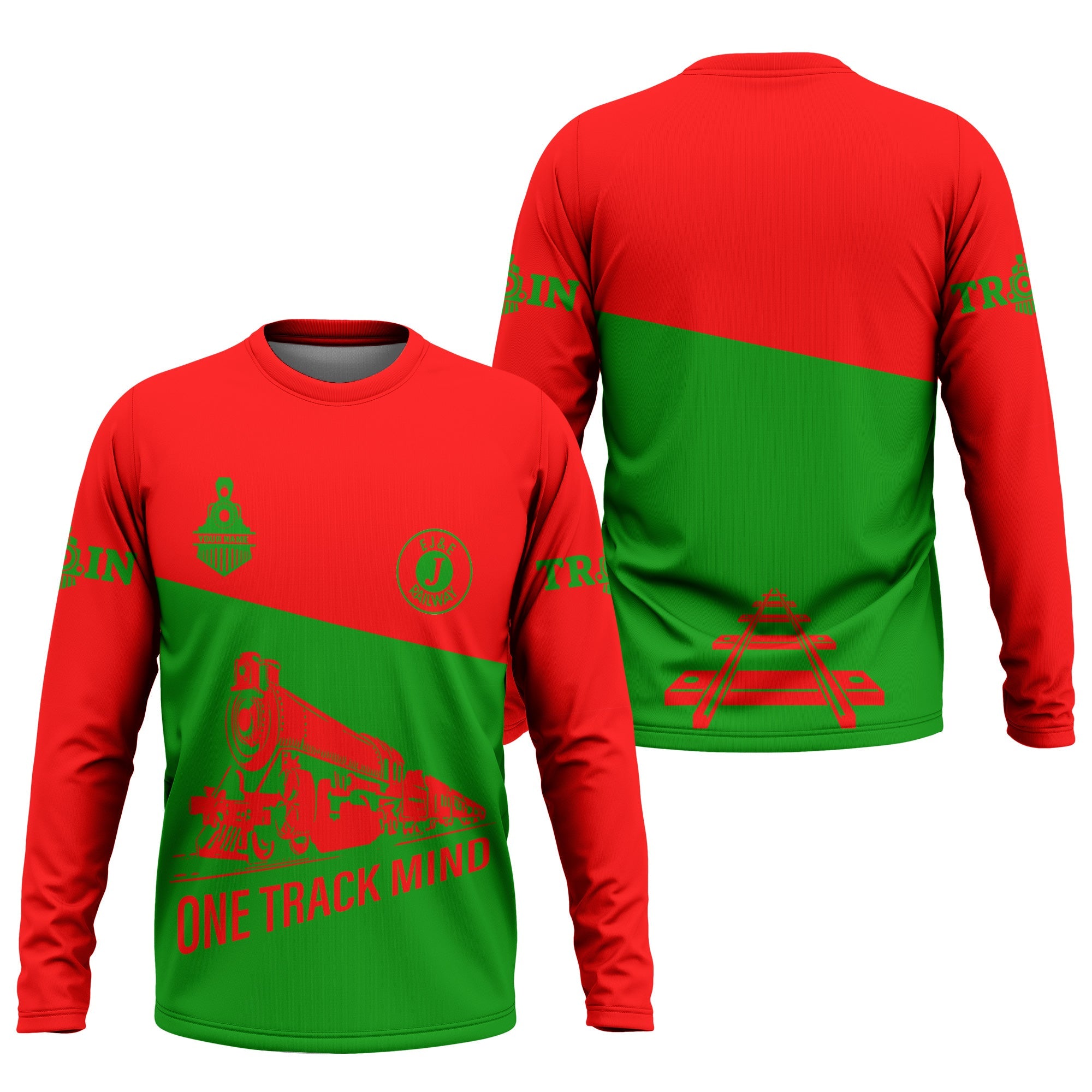 Railspirit Custom Name Elgin Joliet And Eastern Railroad Long Sleeve Shirt One Track Mind Printed Shirt