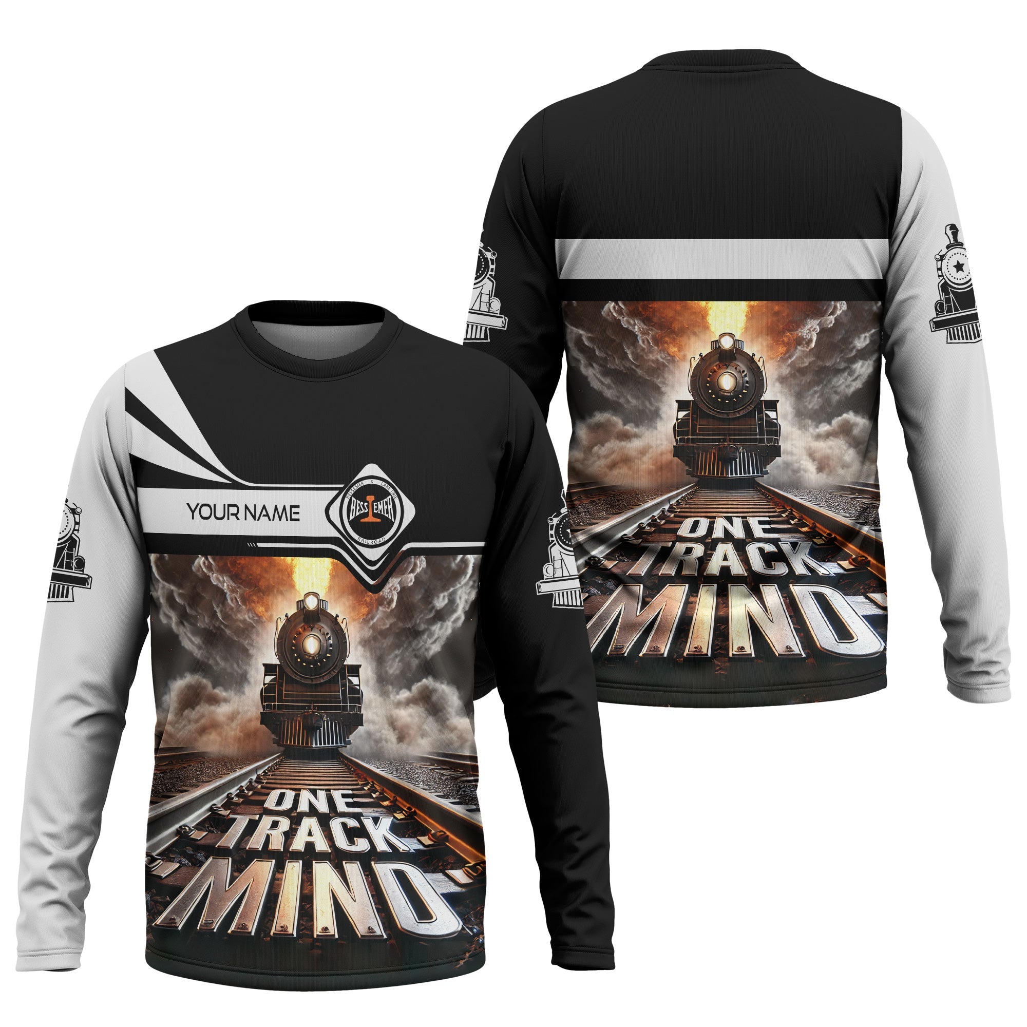 Railspirit Personalized Bessemer And Lake Erie Railroad Long Sleeve Shirt One Track Mind Train Printed Shirt