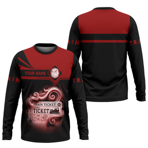 Railspirit Custom Name Detroit & Mackinac Railroad Long Sleeve Shirt American Train Ticket Printed Shirt