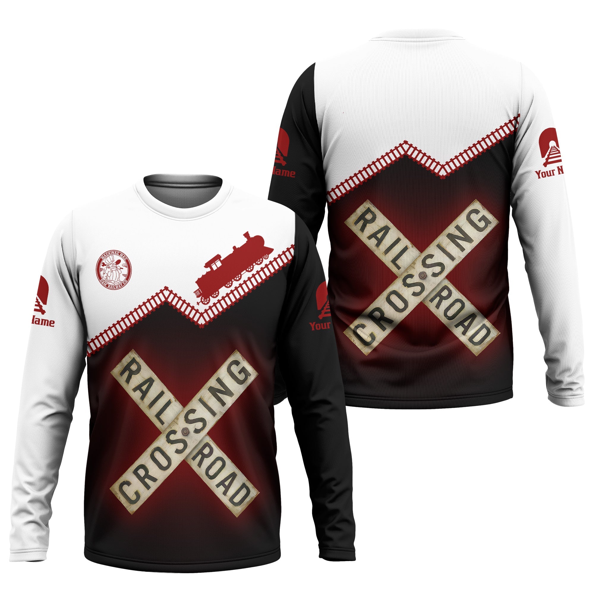 Railspirit Personalized Detroit & Mackinac Railroad Long Sleeve Shirt Railroad Crossing Printed Train Track Shirt